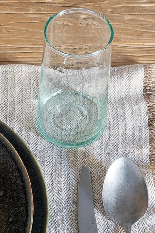 Nappe carré en lin Ramen - Gris chiné - 100 x 100 cm