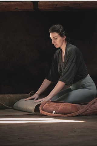 Sac de tapis de yoga en velours Vogy - Vert foncé