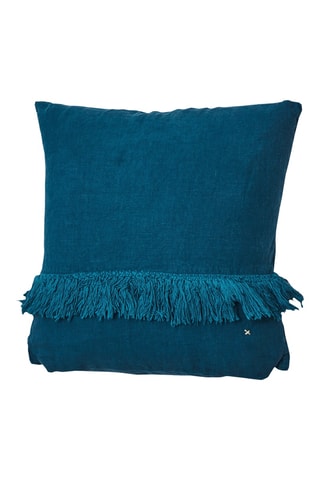 Coussin en lin Artyfrange - Bleu pétrole - 35 x 35 cm