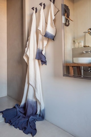 Drap de douche tie and dye Philo3 - Bleu marine - 150 x 180 cm