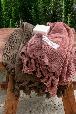 2 serviettes de toilette Ulysse2 - Vieux rose - 50 x 75 cm