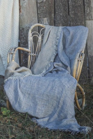 Plaid en lin Gazelle - Bleu-gris - 140 × 230 cm