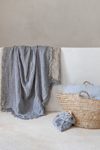 Plaid en lin Gazelle - Bleu-gris - 140 × 230 cm