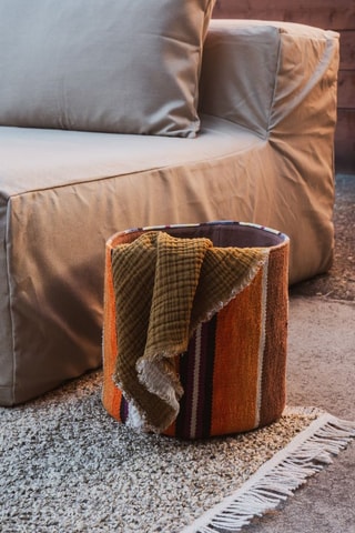 Corbeille Taby3 - 33 x 30 x 30 cm - Marron et orange