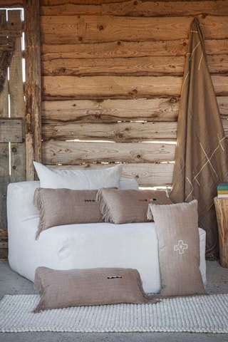 Coussin en lin Benjy - Taupe - 30 x 60 x 10 cm