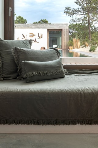 Coussin en lin Foxyfrange - Kaki - 30 x 60 cm