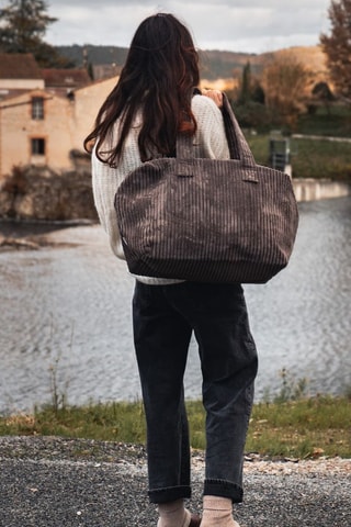 Sac de voyage en velours - Marron foncé - 46 cm