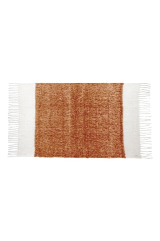 Plaid en laine Vicky - Blanc et marron clair - 125 x 200 cm