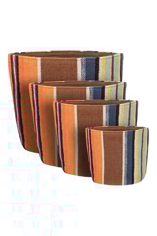 Corbeille Taby4 - 39 x 35 x 35 cm - Marron et orange