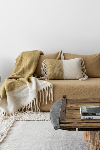 Coussin en laine Van - Ecru et bronze - 40 x 60 cm