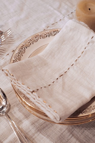 Nappe rectangulaire en lin Lucette2 - Ecru - 200 x 300 cm