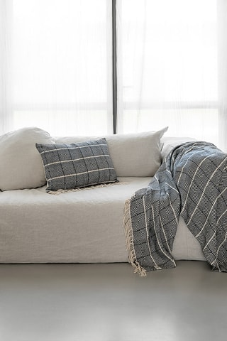 Coussin en lin Cacao - Bleu marine - 40 x 60 cm