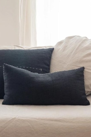 Coussin en lin Bopper - Bleu marine - 50 x 70 x 12 cm