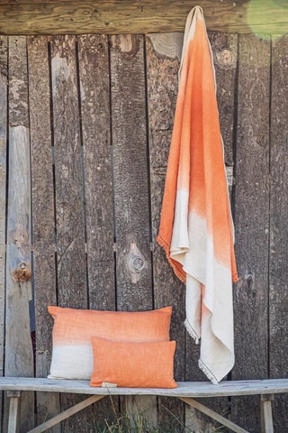 Plaid dip and dye Tandem - Beige et orange - 135 x 220 cm