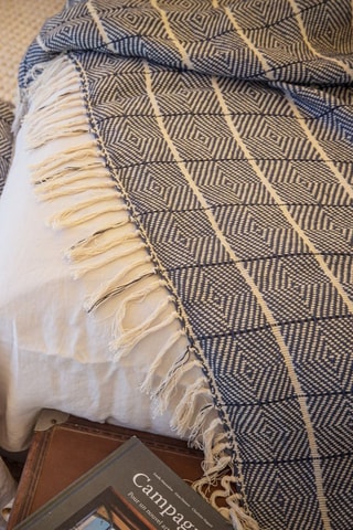 Plaid en lin Canyon - Bleu - 135 x 200 cm