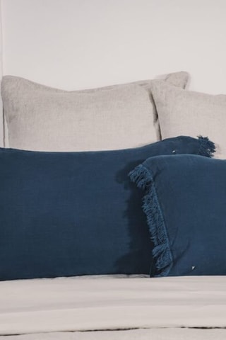 Coussin en lin HQueen - Bleu pétrole - 50 x 70 cm