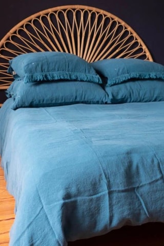 Coussin en lin HQueen - Bleu pétrole - 50 x 70 cm