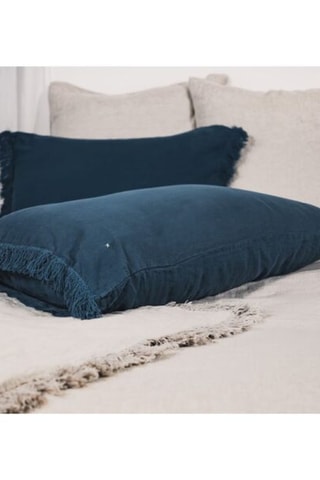Coussin en lin HQueen - Bleu pétrole - 50 x 70 cm