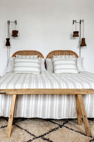 Housse de couette en lin Reveuse2 - Blanc et gris clair