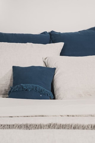 Coussin en lin Hmellow - Bleu pétrole - 65 x 65 cm