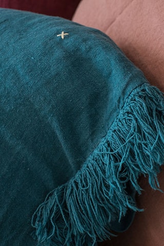 Coussin en lin Hmellow - Bleu pétrole - 65 x 65 cm