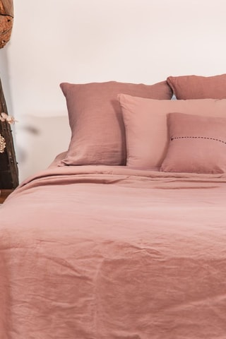 Housse de couette réversible en percale de coton 60 fils/m²et lin 190 g/m² Dollar2 - Rose