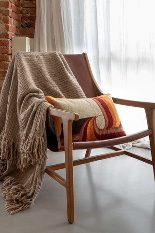 Plaid à franges en laine Murmure - Taupe - 140 x 230 cm