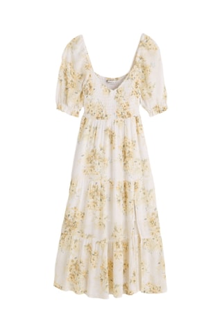 Robe midi - Blanc et jaune