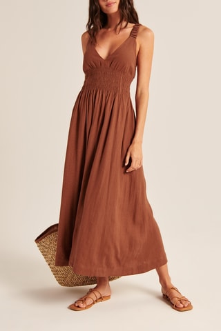 Robe longue en lin - Marron