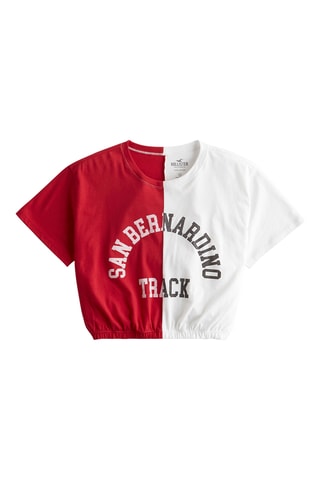 T-shirt cropped - Blanc et rouge