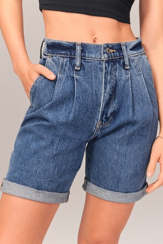 Short en jean taille haute - Bleu cobalt