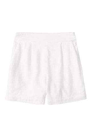 Short en lin taille haute - Blanc