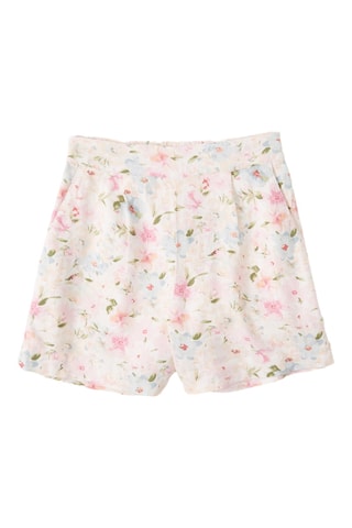 Short en lin taille haute - Rose clair