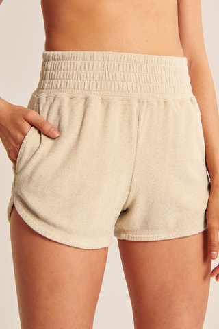 Short en velours taille haute - Beige