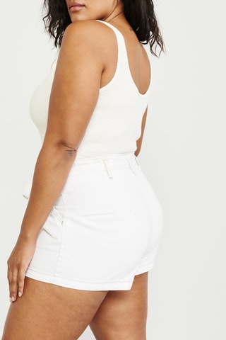 Short en jean taille haute - Blanc