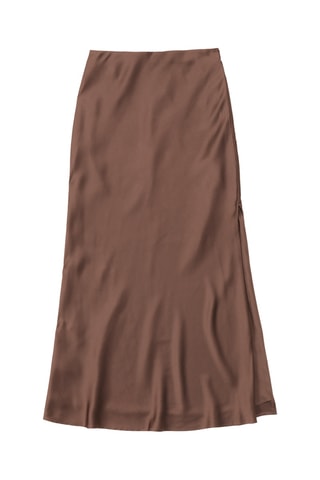 Jupe midi taille haute - Marron