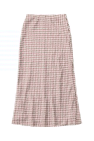 Jupe midi taille haute - Marron et blanc