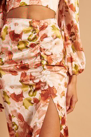 Jupe fourreau taille haute - Rouge brique et saumon