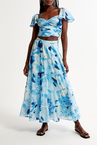 Jupe longue taille haute - Bleu