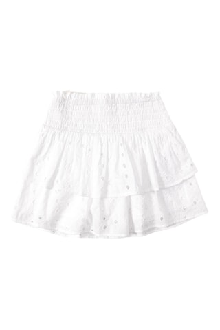 Jupe volantée en broderie anglaise - Blanc
