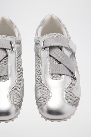 Tennis toile cuir - Argenté