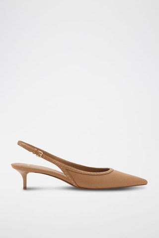 Chaussures talon kitten heel cloutées - Marron