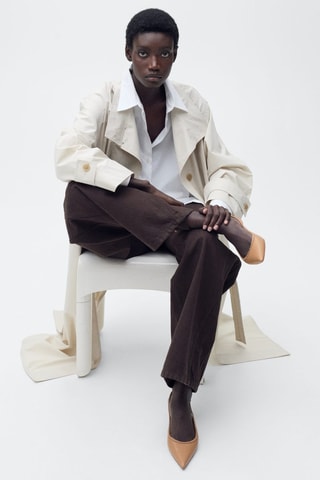 Chaussures talon kitten heel cloutées - Marron