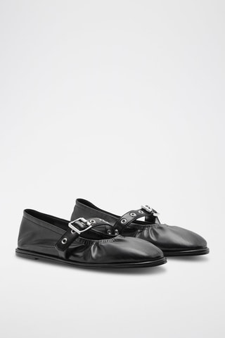 Ballerines bout rond boucle - Noir