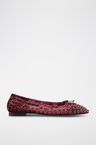 Ballerines cloutées maille filet - Bordeaux