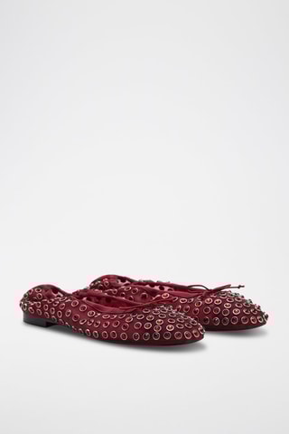 Ballerines cloutées maille filet - Bordeaux