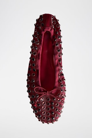 Ballerines cloutées maille filet - Bordeaux