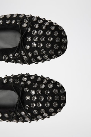 Ballerines cloutées maille filet - Noir