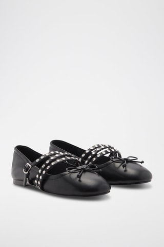 Ballerines cloutées lanières - Noir