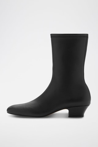 Bottines cuir talon rectangulaire - Noir